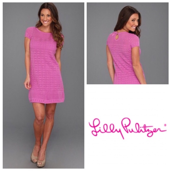 Lilly Pulitzer Dresses & Skirts - Lily Pulitzer Pink Crochet Dress w/ Keyhole Back.